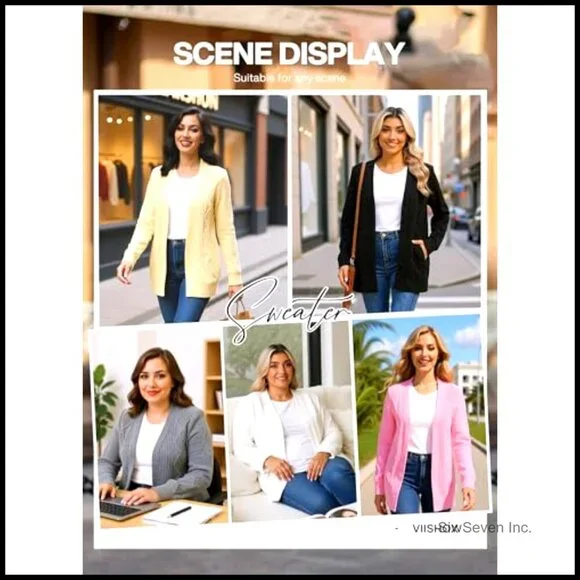 Cable Knit Chunky Cardigan V Neck Open Front Sweater Coat with Pockets - Picture 4 of 7